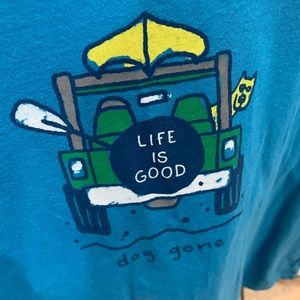 Life is good blue v neck tee